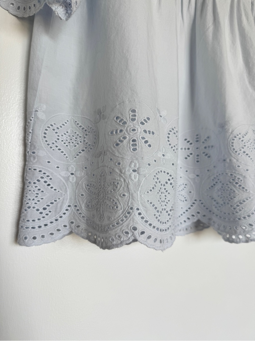 NWT MADEWELL Embroidered Pintuck High-Neck Top Soft Blue Small 100% Cotton NZ462 - Picture 4 of 14